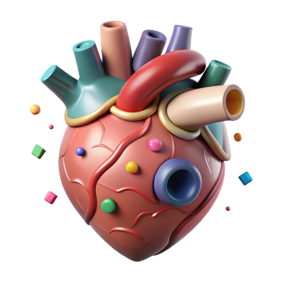 elegant artistic Human Heart Front View Anatomical Diagram Cutout detailed png