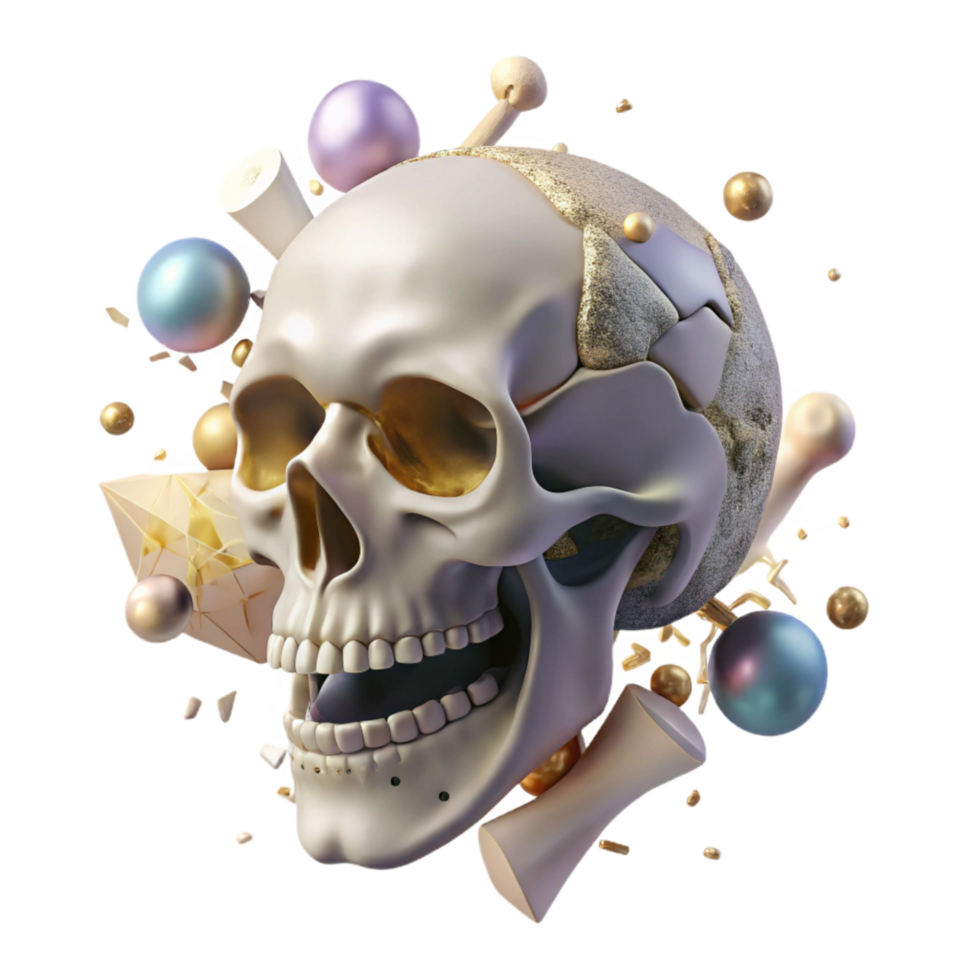 magnificent abstract Human Skull Side View with Bone Structure Isolated png
