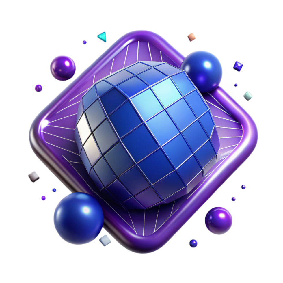 dramatic artistic Indigo Digital Grid Isolated on Transparent Background with Pixel Detail png