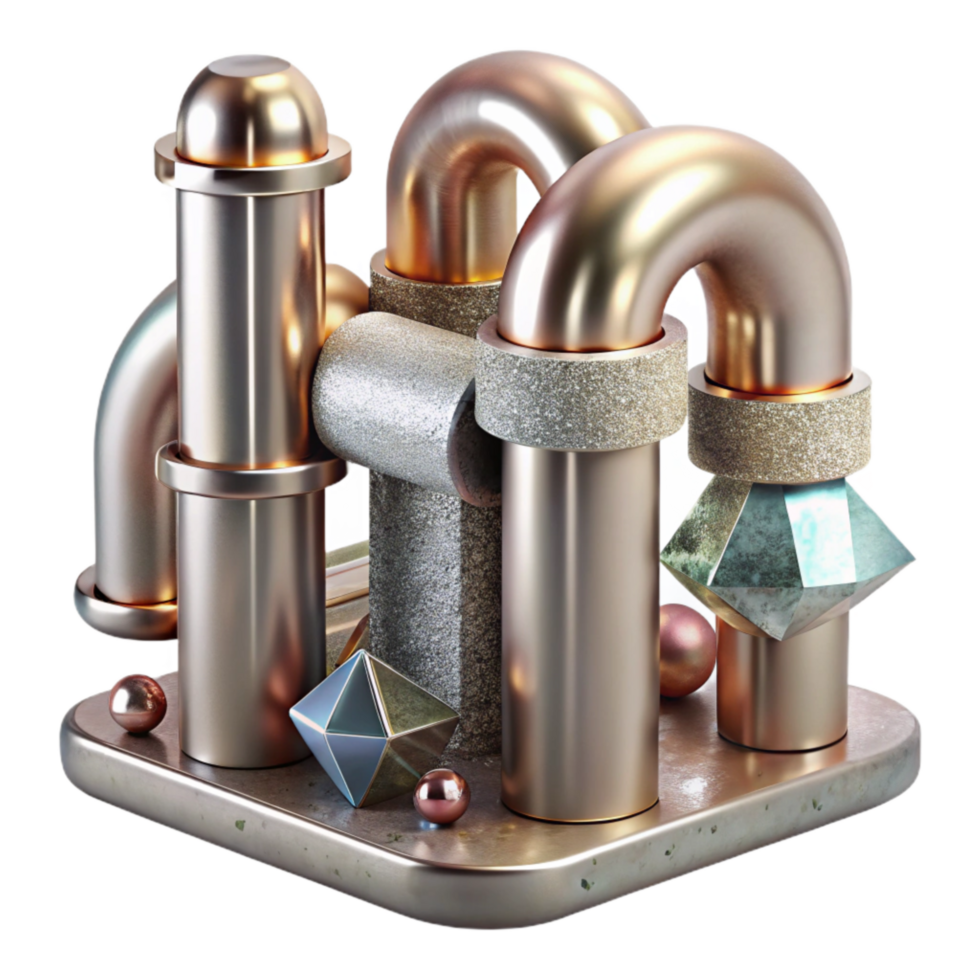beautiful artistic Industrial Light Pipes with Metallic Finish Cutout authentic png