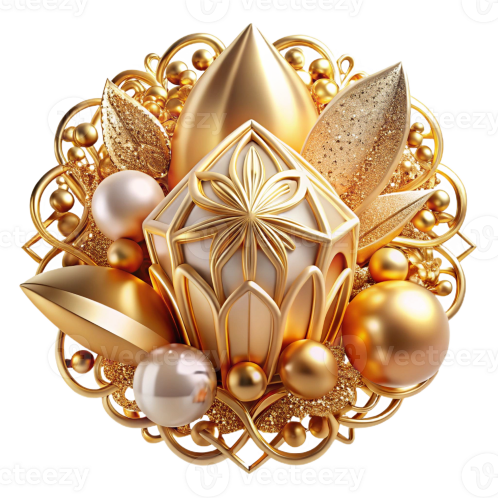 serene creative Intricate Gold Filigree Transparent Background professional png