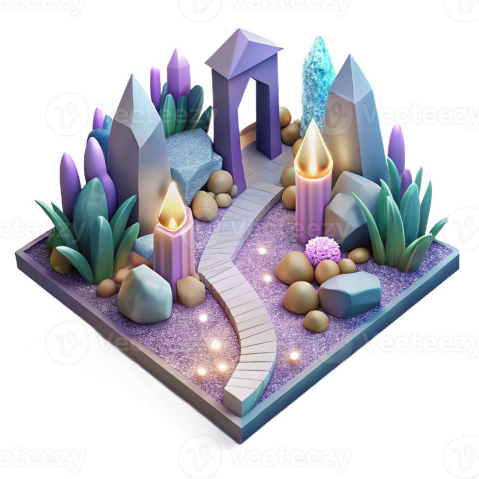 extraordinary vintage Isometric View Healing Garden Path Isolated high resolution png