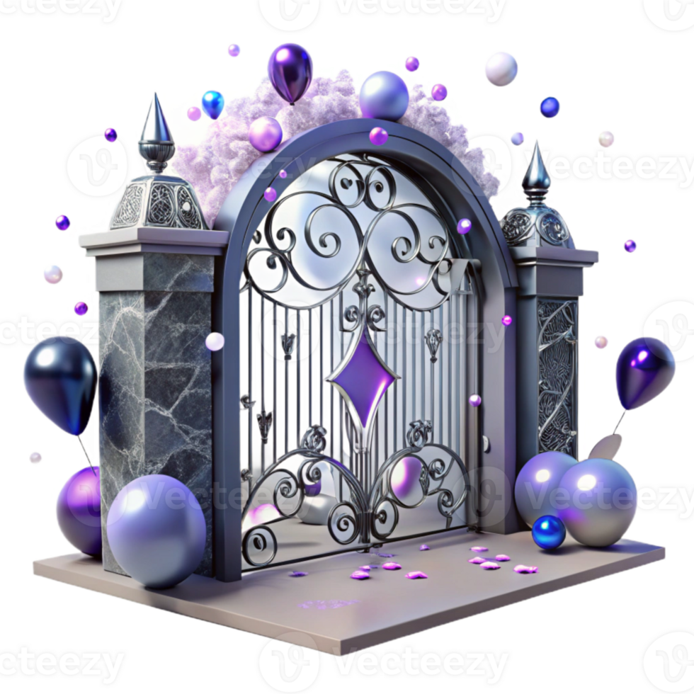 stunning minimalist Iron Gate Transparent Background with Ornate Design high quality png