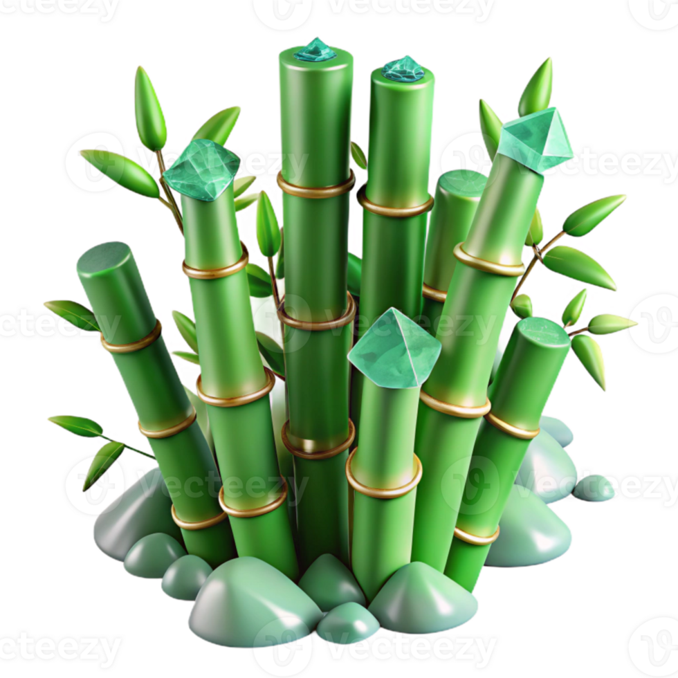 elegant minimalist Jade Green Bamboo Stalks Isolated Element with Transparent Background and Natural Texture authentic png