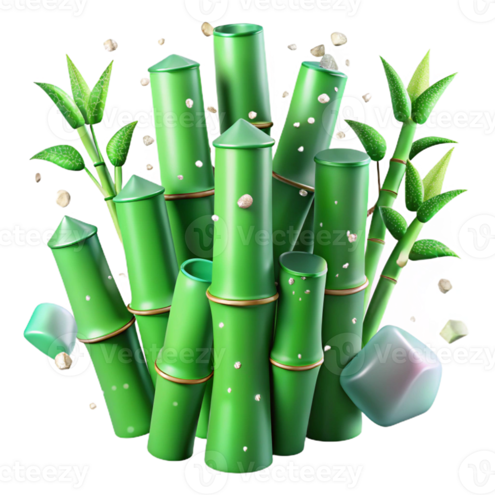vibrant classic Jade Green Bamboo Stalks Isolated Element with Transparent Background and Natural Texture genuine png