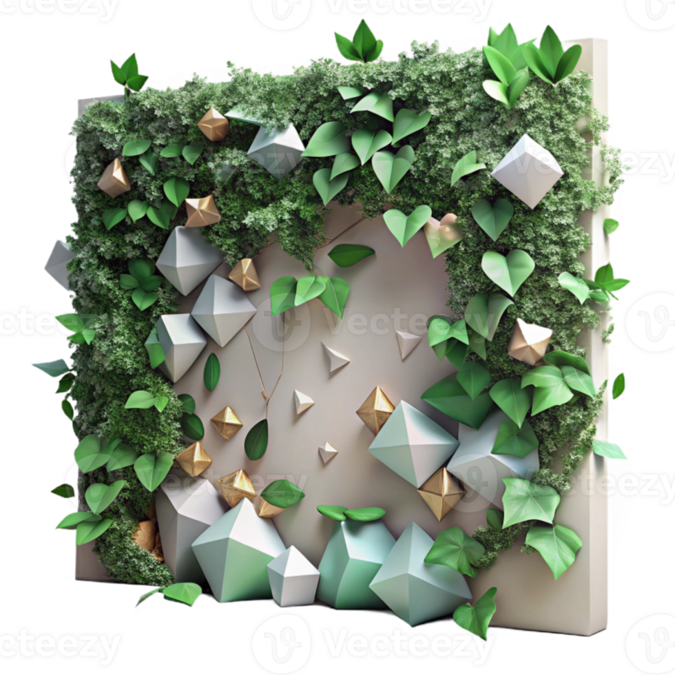 magnificent traditional Ivy Covered Wall Cutout with Realistic Leaves premium png