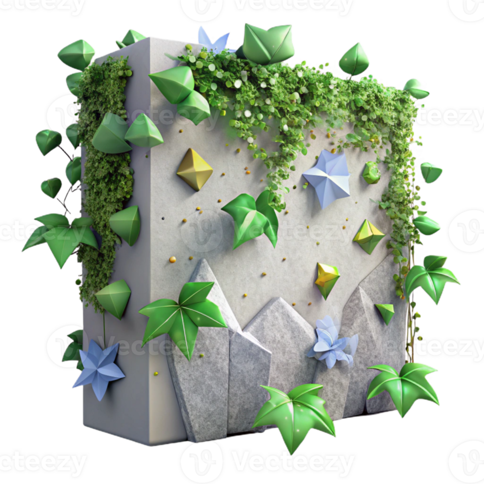 elegant abstract Ivy Covered Wall Cutout with Realistic Leaves original png