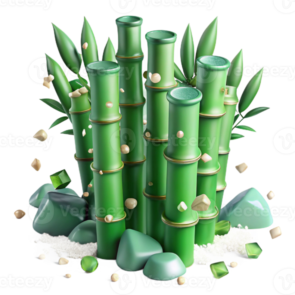 extraordinary rustic Jade Green Bamboo Stalks Isolated Element with Transparent Background and Natural Texture premium png