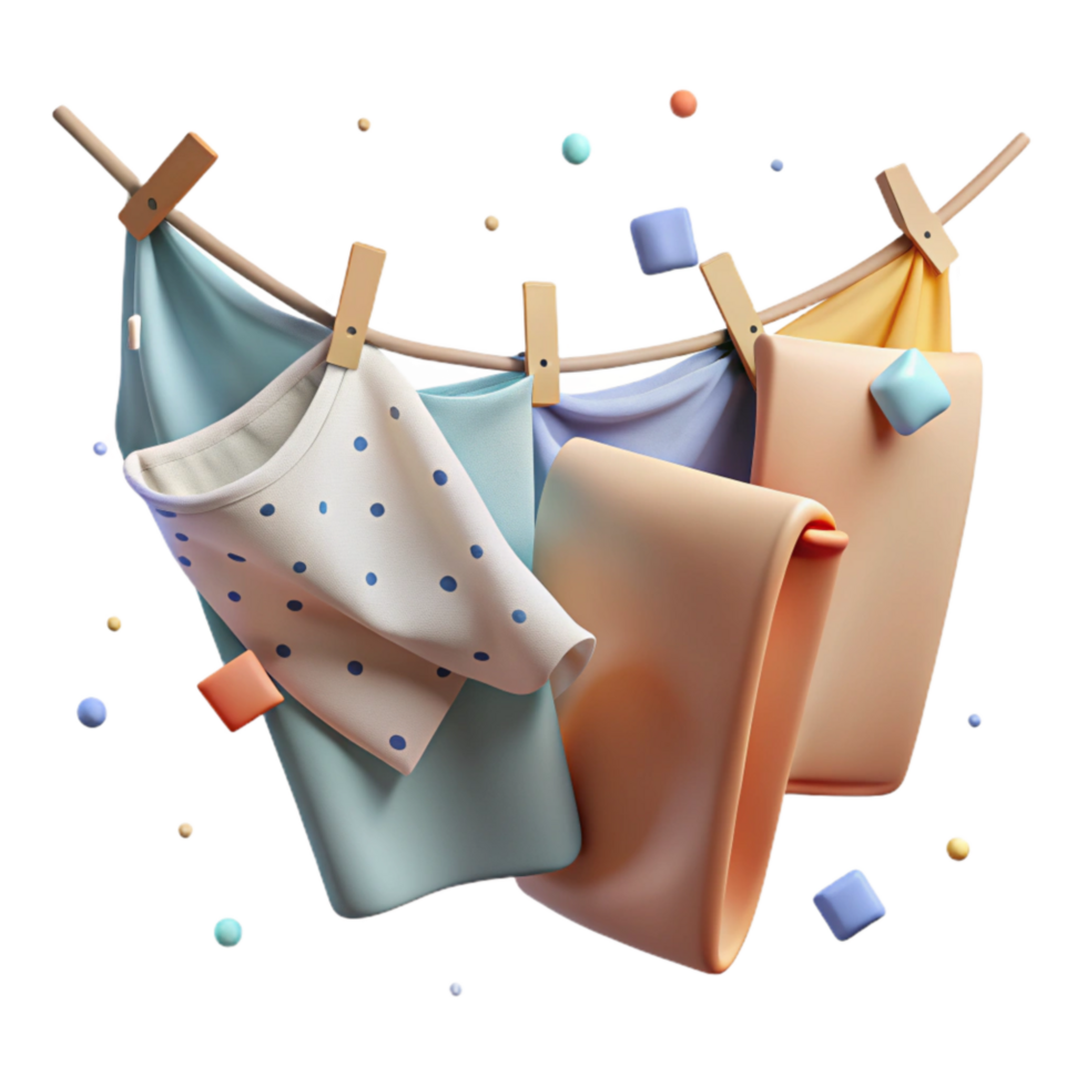beautiful creative Laundry Hanging on Clothesline in Wind Cutout authentic png