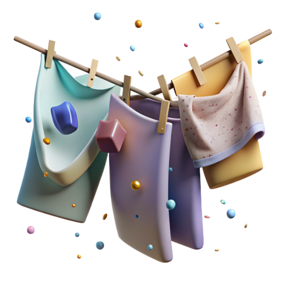 dramatic rustic Laundry Hanging on Clothesline in Wind Cutout original png