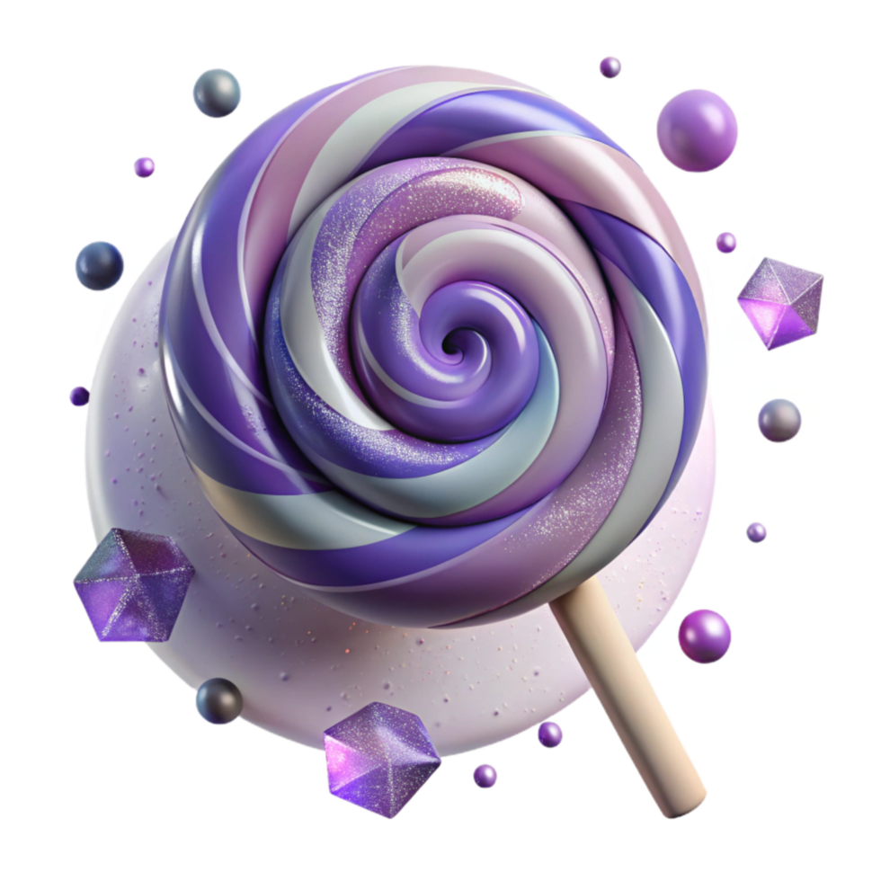 wonderful artistic Lollipop with Spiral Design Isolated on Transparent Background genuine png