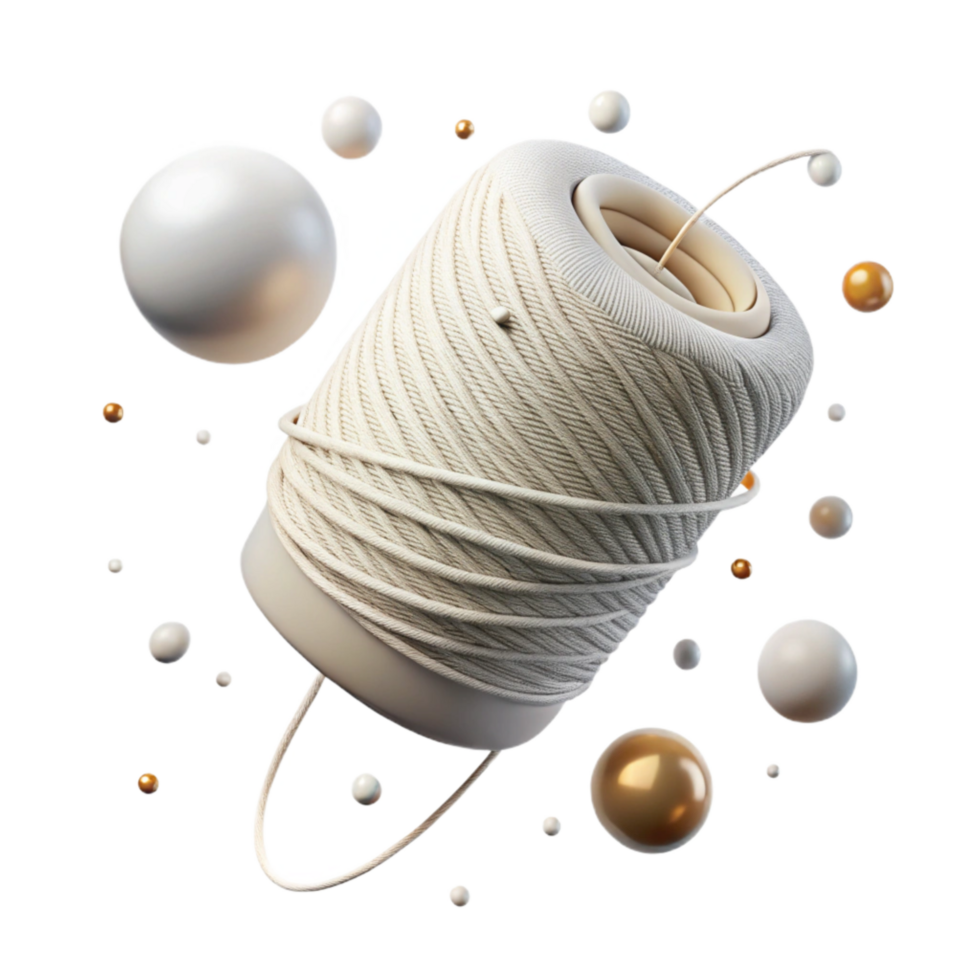 dramatic minimalist Loose White Thread Isolated with Drop Shadow premium png