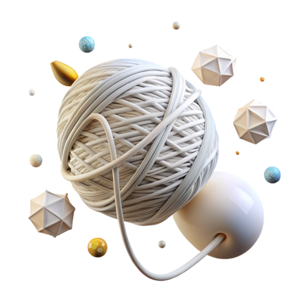 wonderful artistic Loose White Thread Isolated with Drop Shadow png