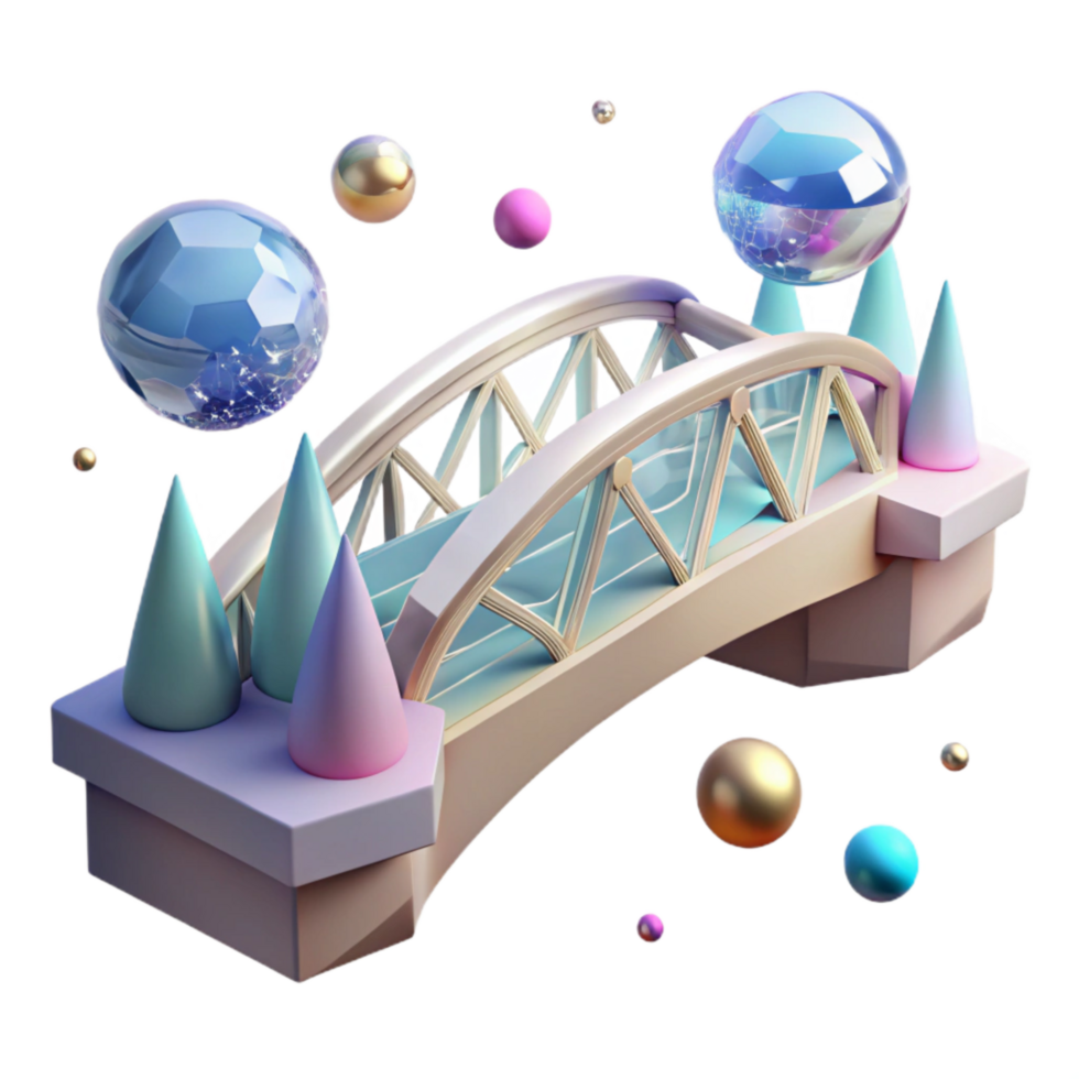 impressive minimalist Low Angle Water City Bridge Isolated on Transparent Background premium png