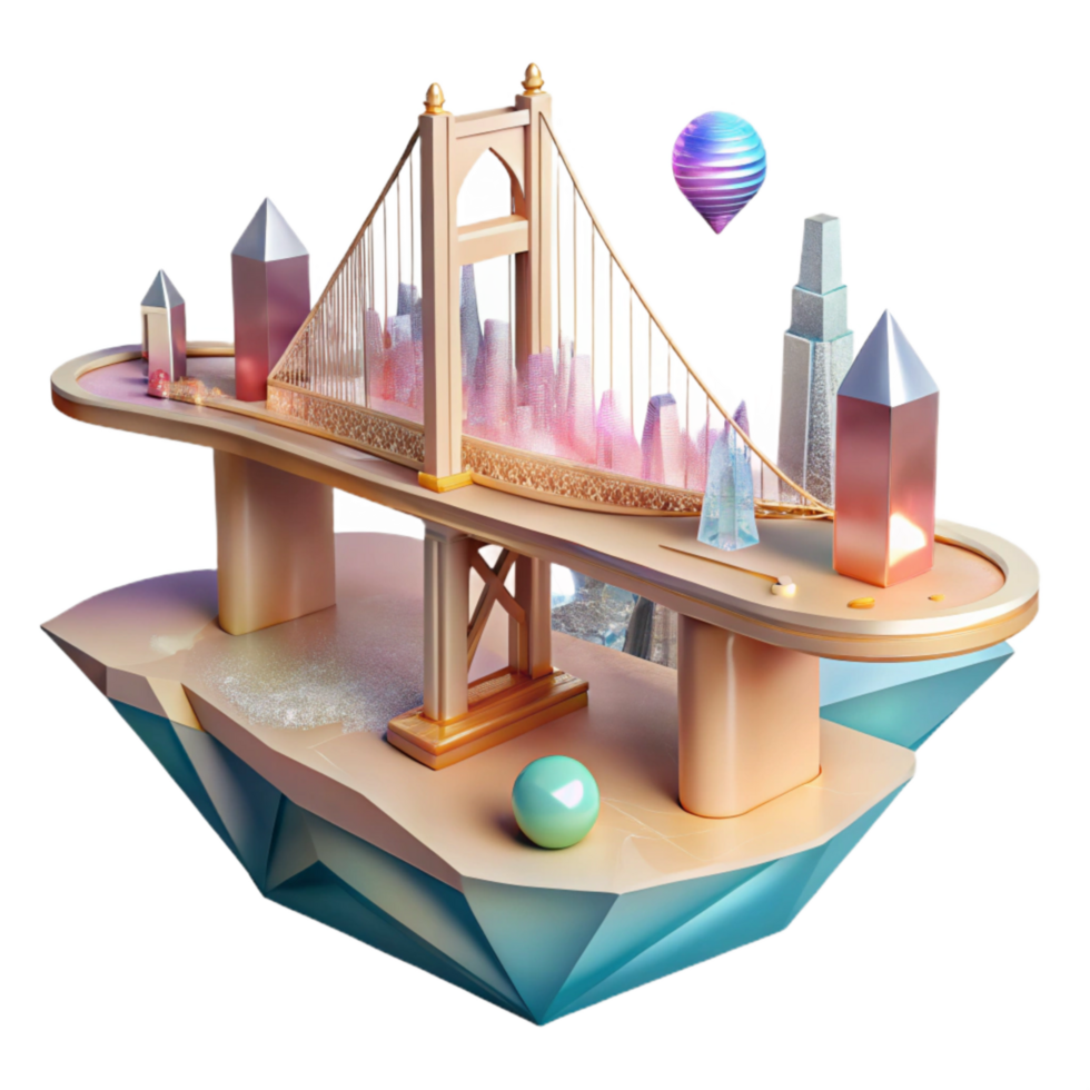 extraordinary contemporary Low Angle Water City Bridge Isolated on Transparent Background authentic png