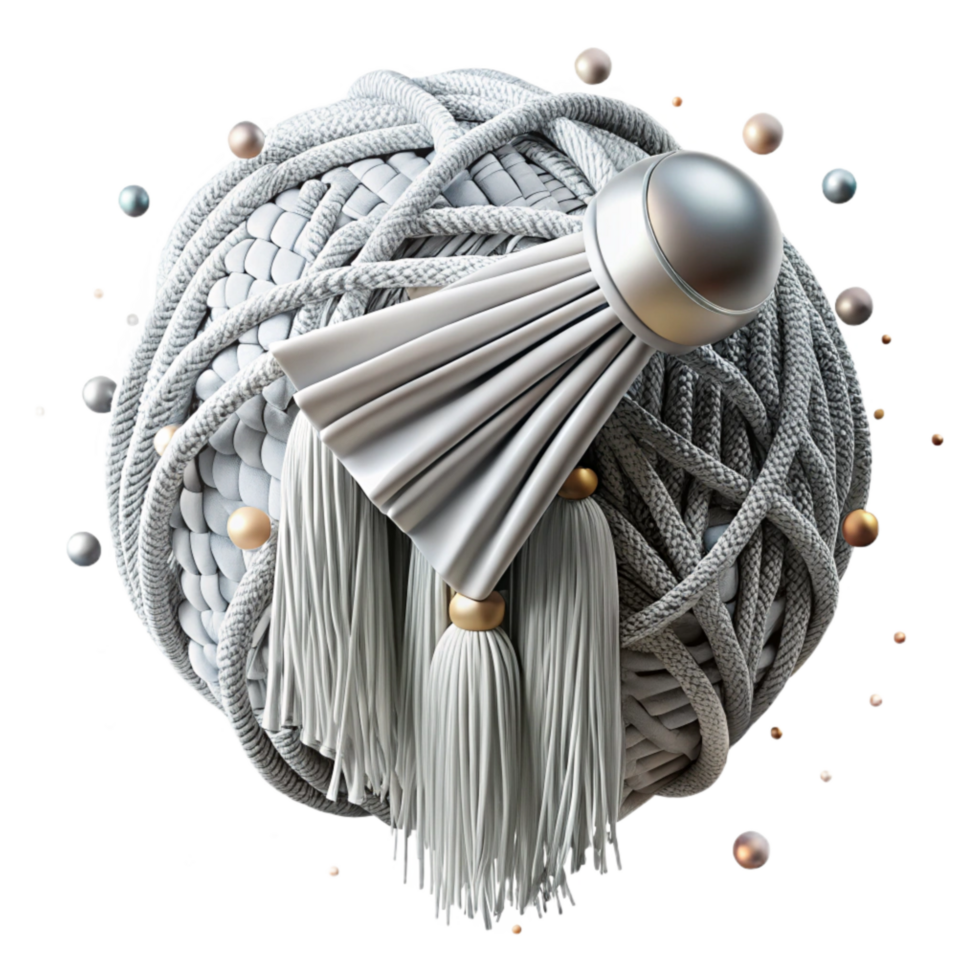 extraordinary minimalist Macrame Silver Thread Isolated with Fringe Detail high quality png