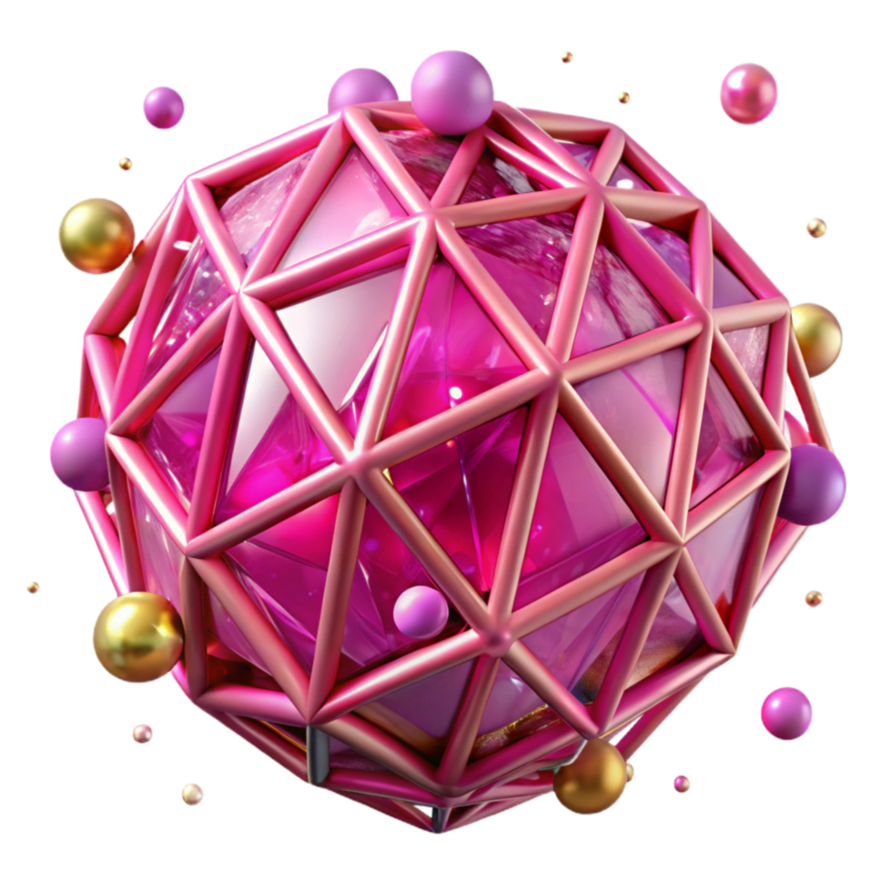 stunning modern Magenta Crystal Lattice Isolated Element with Transparent Background genuine png