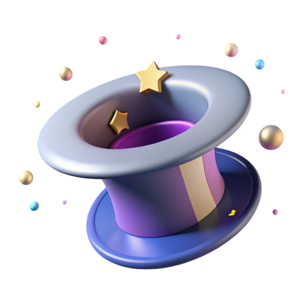 impressive artistic Magic Hat Cutout with Rabbit Ears Inside Isolated genuine png