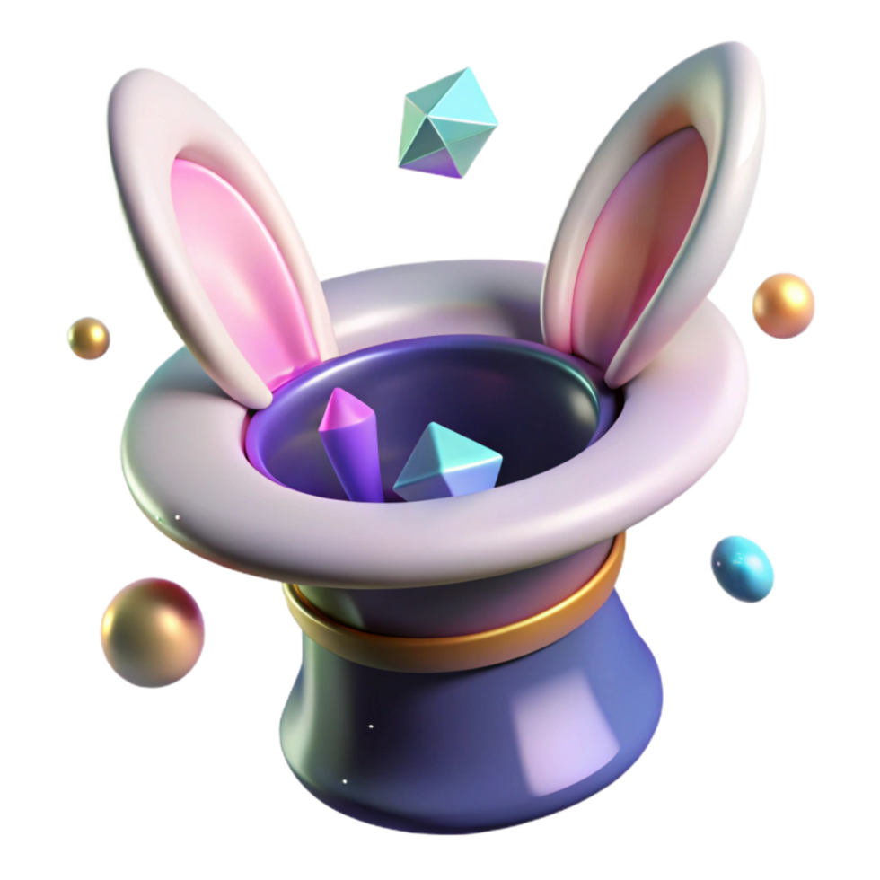 wonderful artistic Magic Hat with Rabbit Ears Transparent Background exclusive png