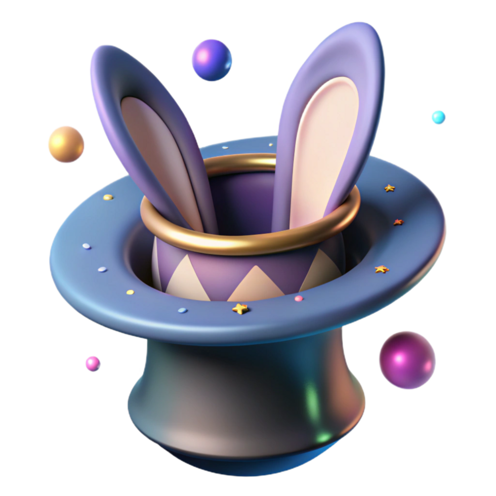 beautiful abstract Magic Hat Cutout with Rabbit Ears Inside Isolated original png
