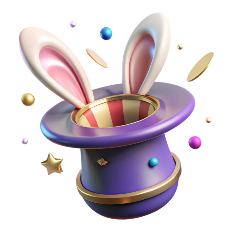 stunning traditional Magic Hat with Rabbit Ears Transparent Background high resolution png
