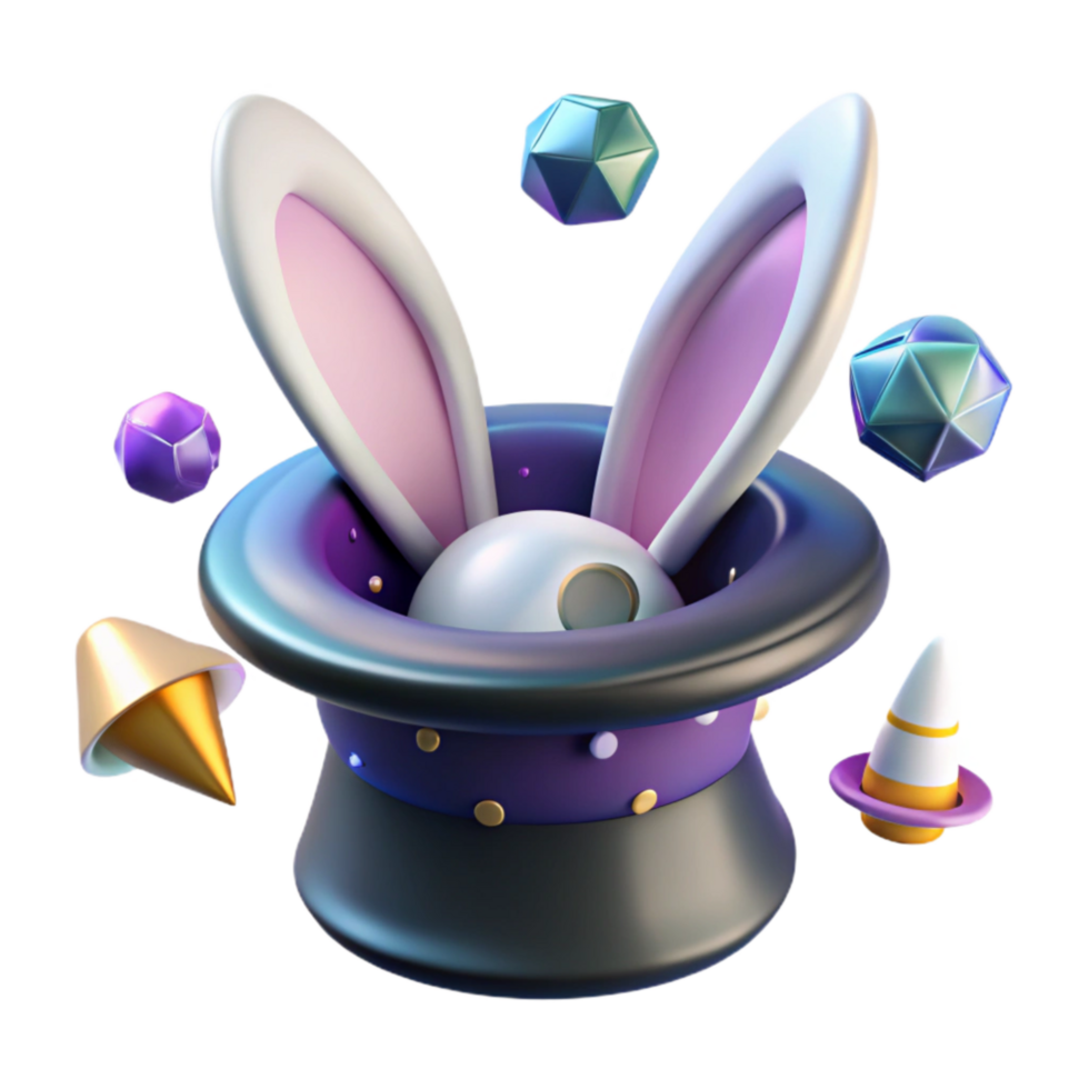 impressive vintage Magic Hat Cutout with Rabbit Ears Inside Isolated png