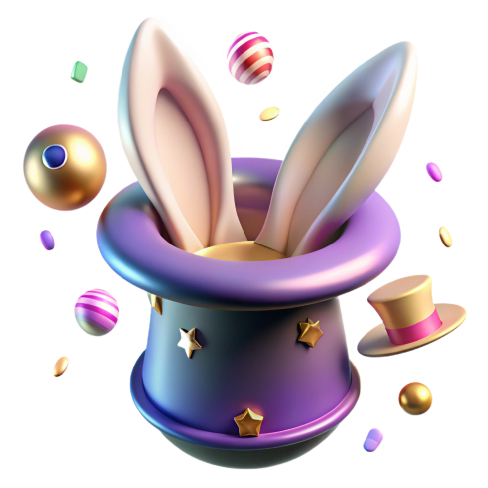 stunning abstract Magic Hat with Rabbit Ears Transparent Background genuine png