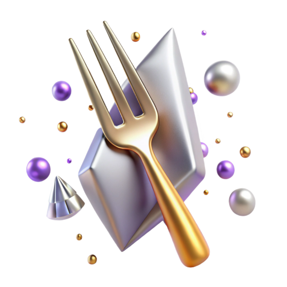 beautiful traditional Metal Fork Side View Transparent Background high quality png