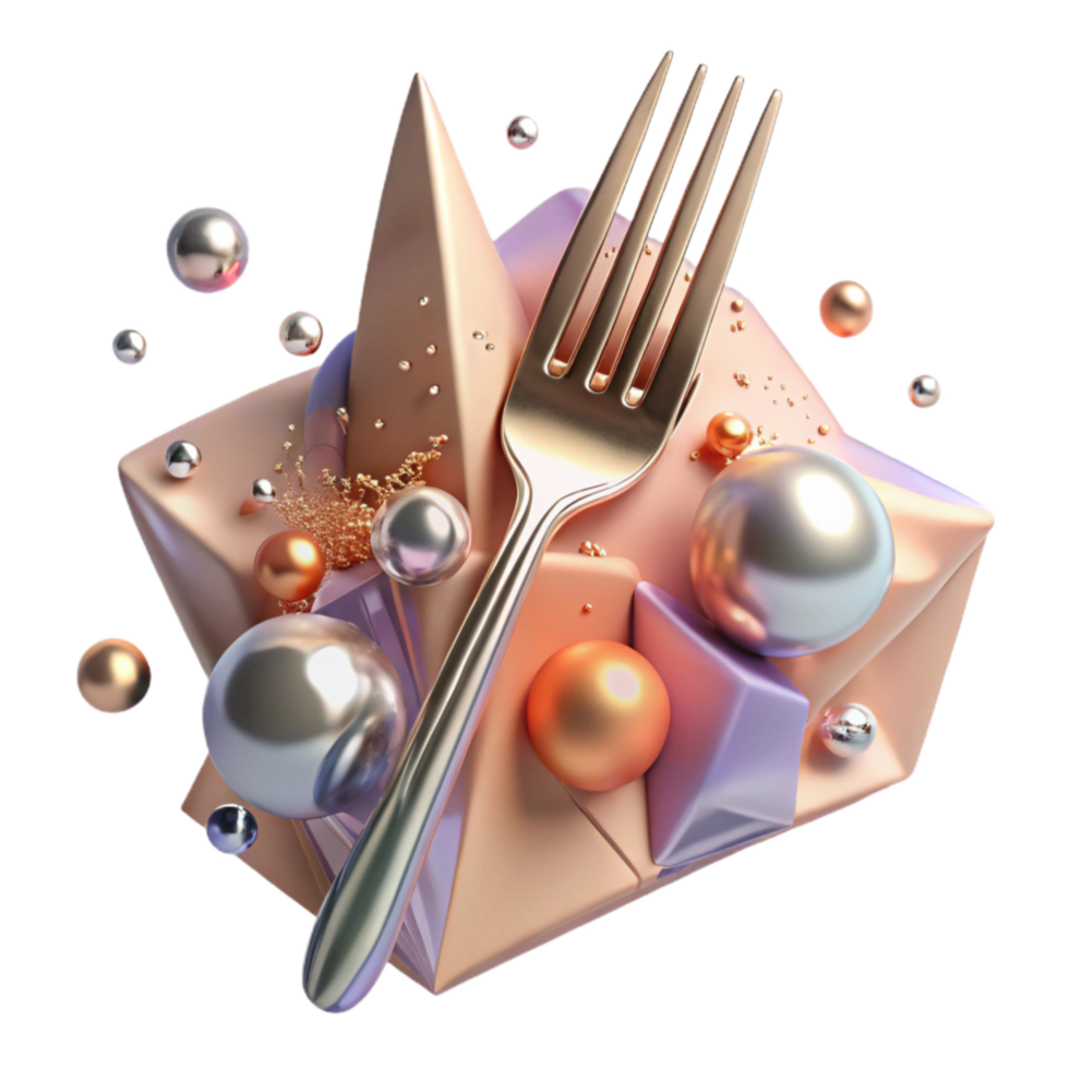 dramatic contemporary Metal Spoon and Fork Crossed Transparent authentic png