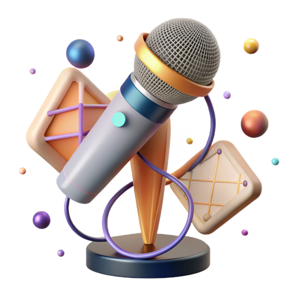 serene minimalist Microphone Isolated with Stand and Cable premium png