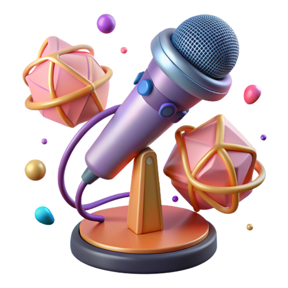 wonderful classic Microphone Isolated with Stand and Cable professional png
