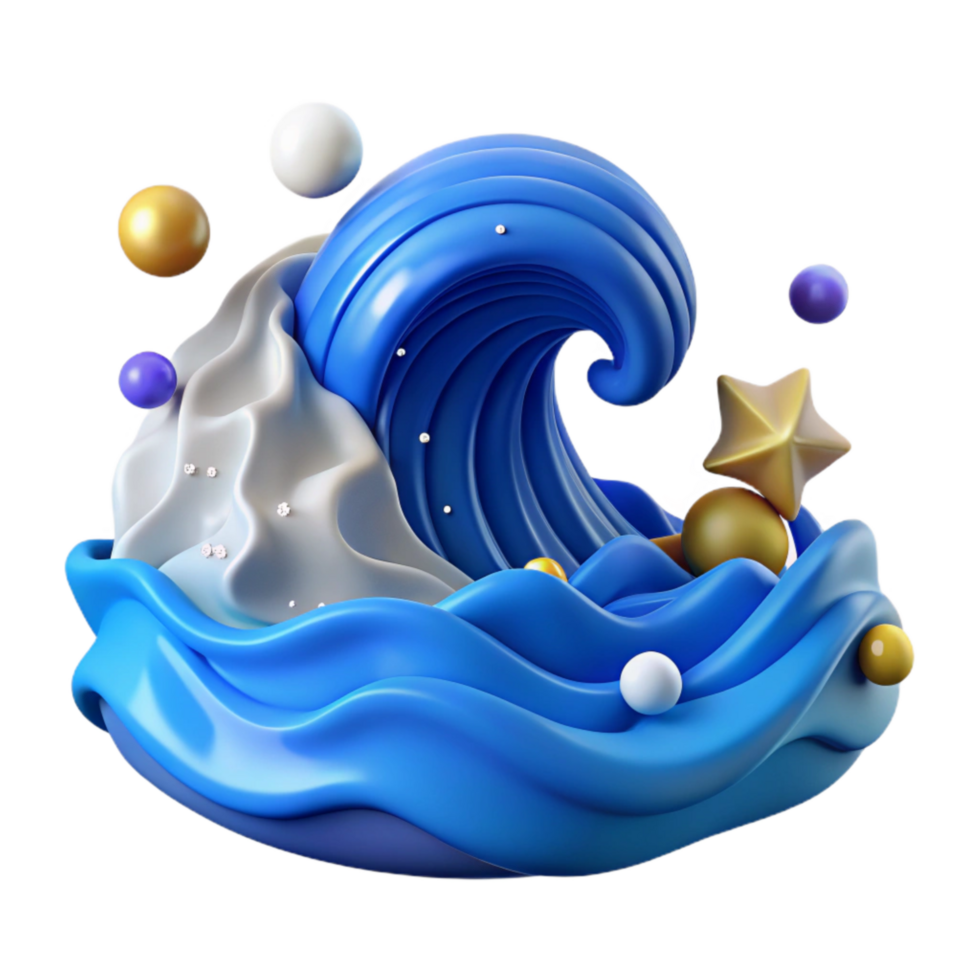 serene modern Ocean Waves Rolling Isolated Element with Blue Water authentic png