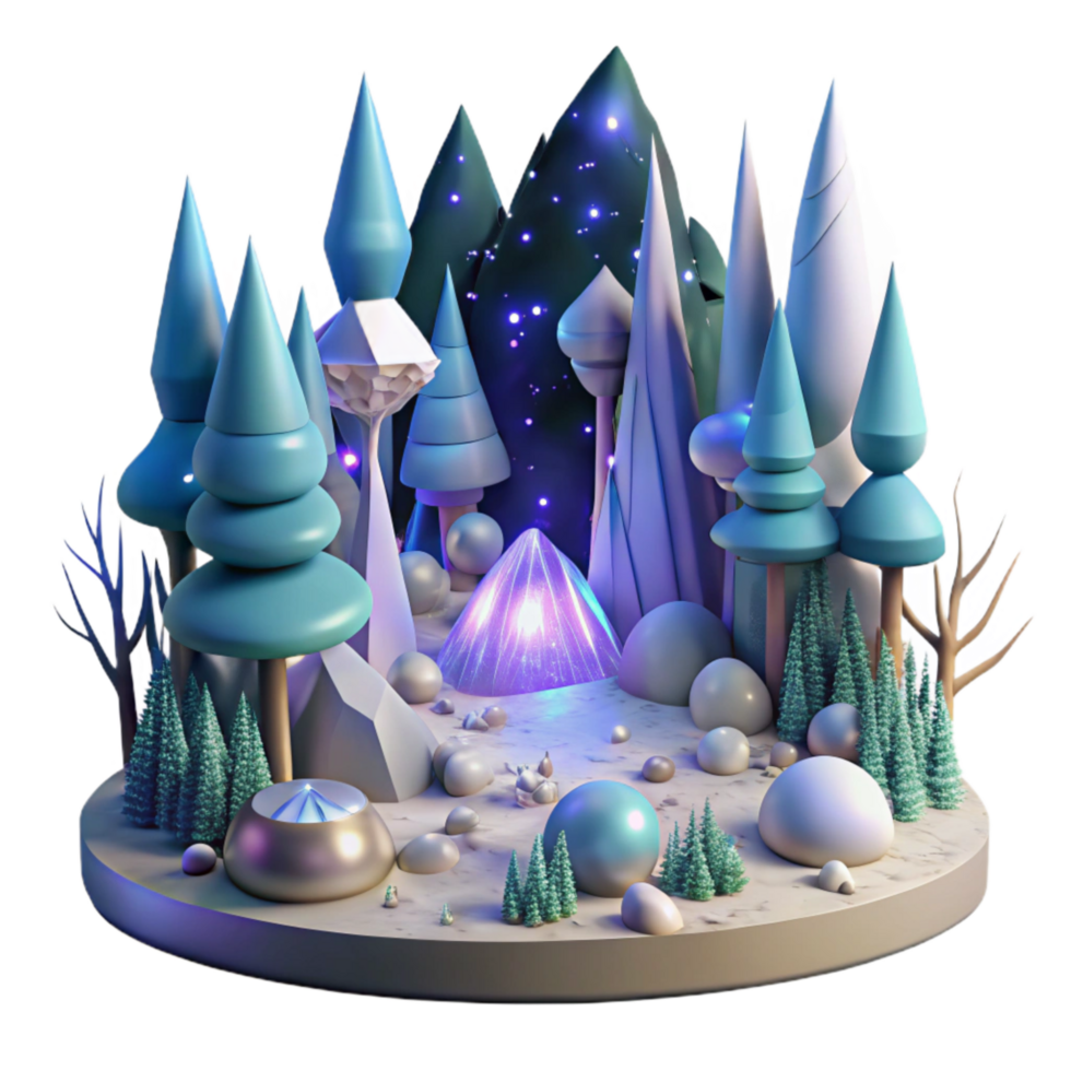 stunning abstract Night Forest Scene Transparent Background Isolated Element premium png