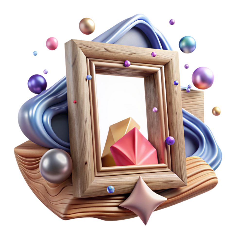 beautiful traditional Old Wooden Picture Frame Empty Transparent Background high quality png