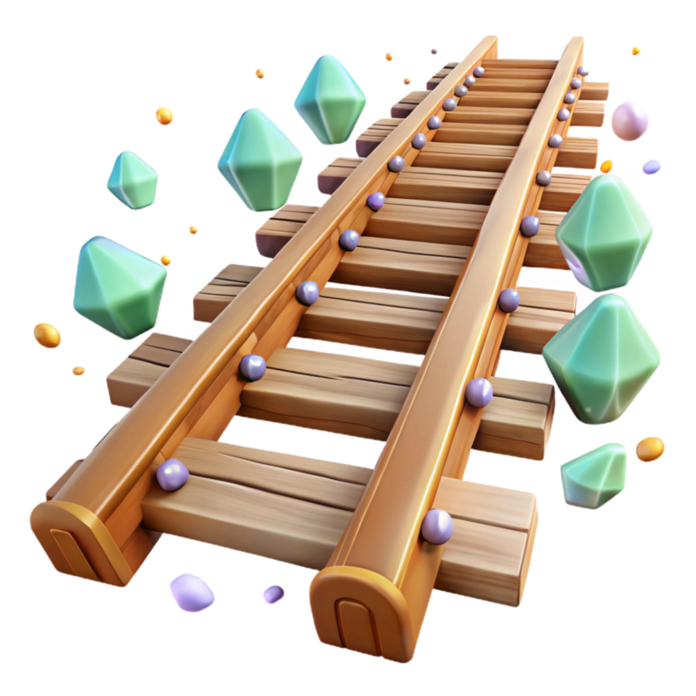 elegant classic Old Wooden Train Tracks Perspective View Transparent genuine png
