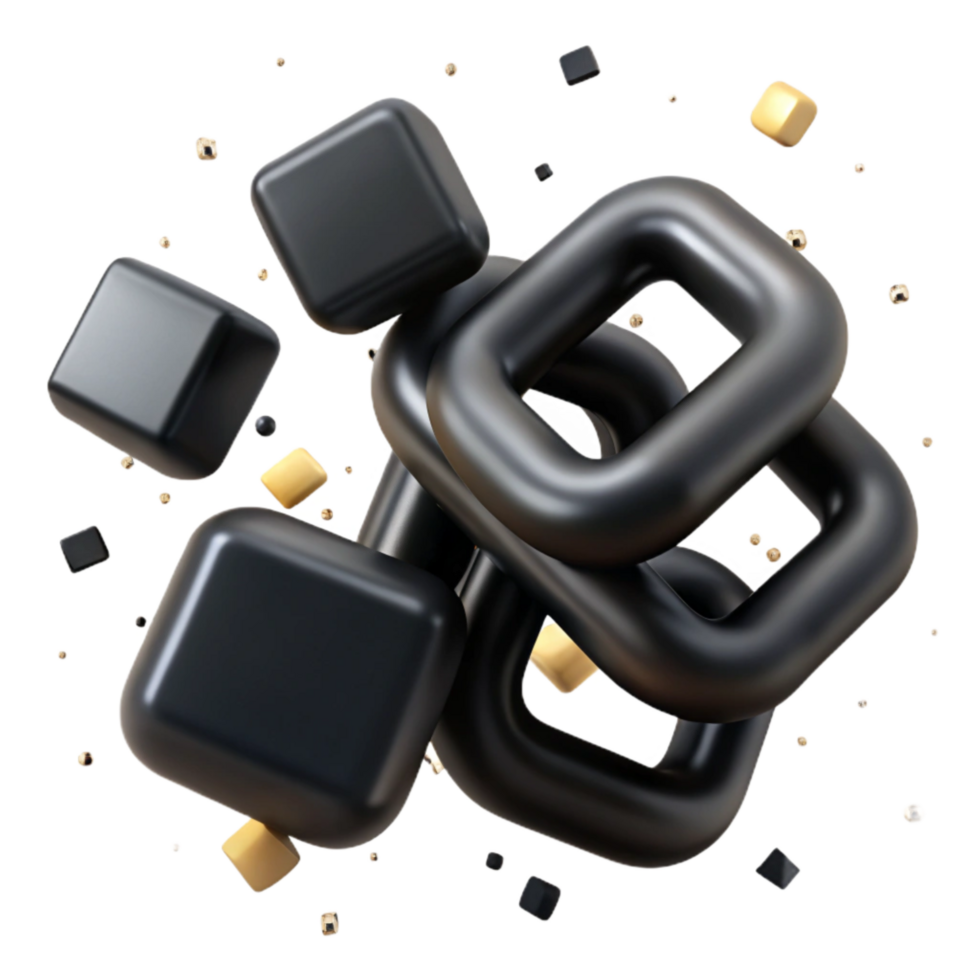 wonderful vintage Onyx Black Linked Squares Cutout professional png