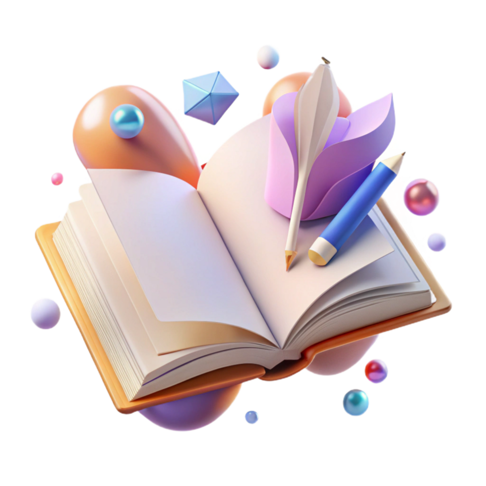 beautiful rustic Open Book Blank Pages Top View Transparent Background genuine png