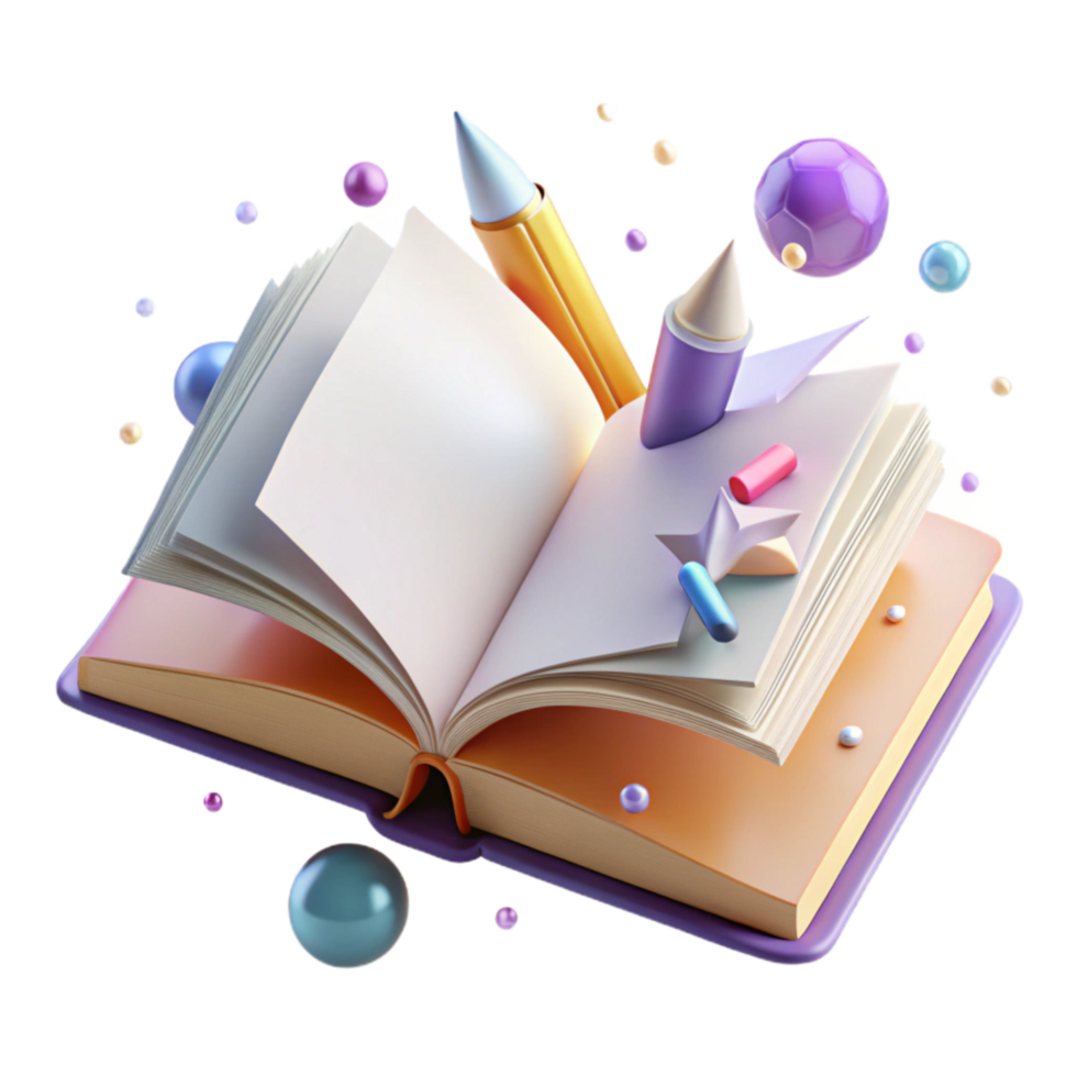 magnificent modern Open Book Blank Pages Top View Transparent Background high resolution png