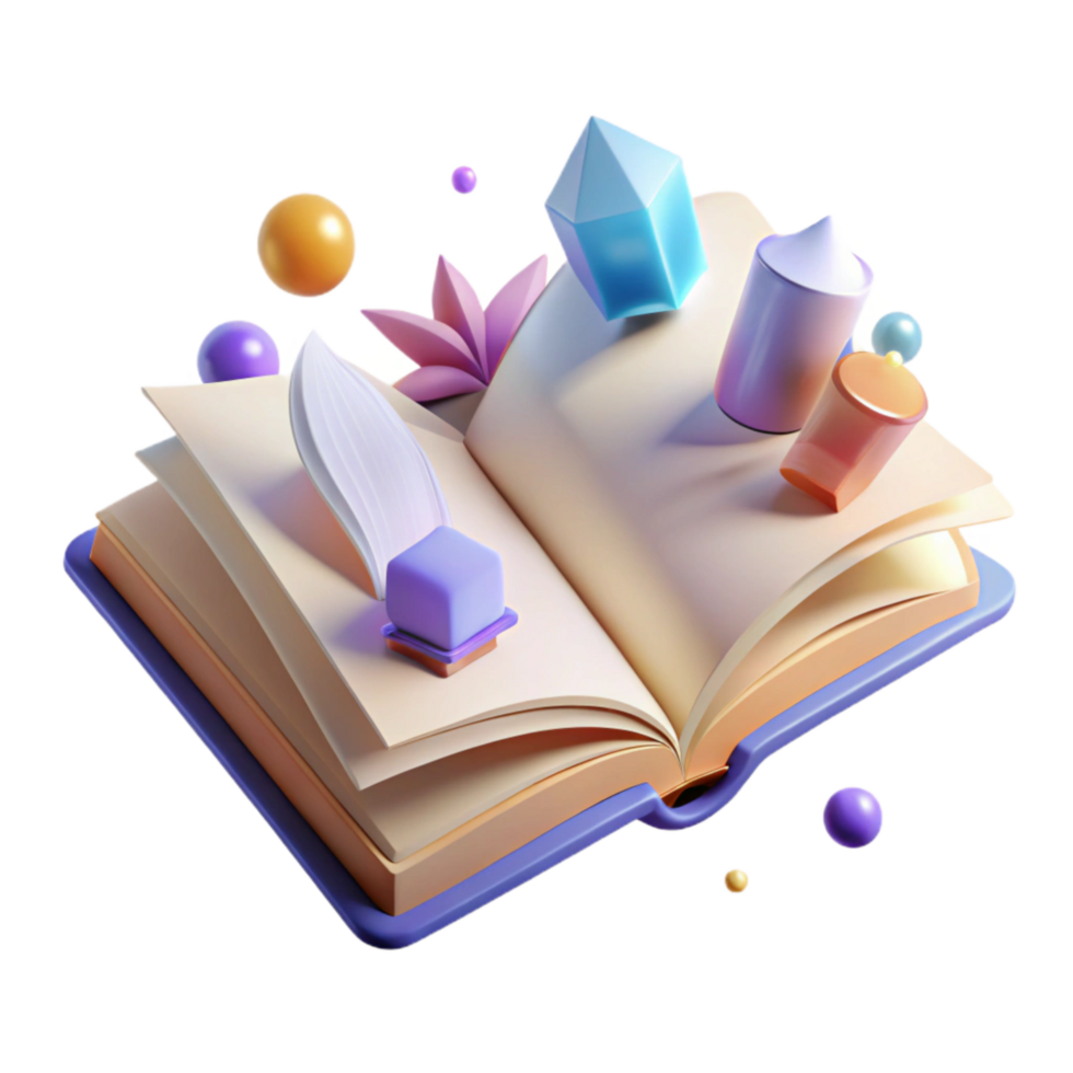 impressive abstract Open Book Blank Pages Top View Transparent Background premium png