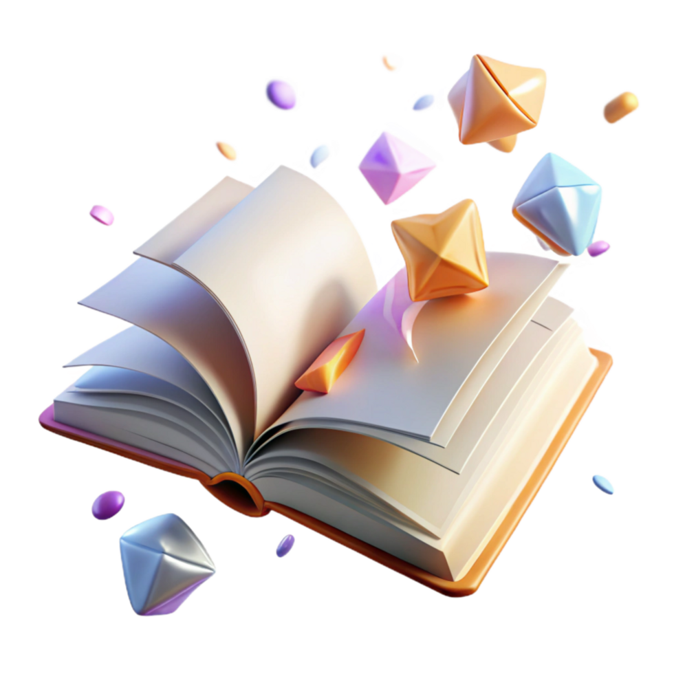 stunning modern Open Book Pages Flipping in Wind Isolated authentic png