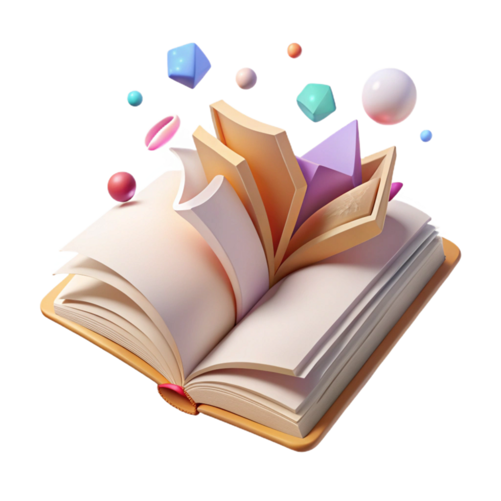 wonderful creative Open Book Cutout with Realistic Page Texture png