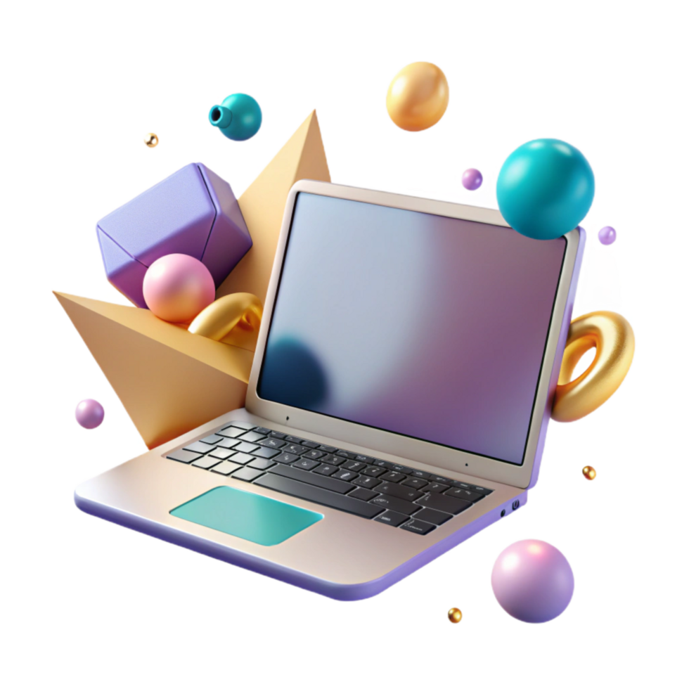 elegant modern Open Laptop Cutout with Blank Screen high resolution png