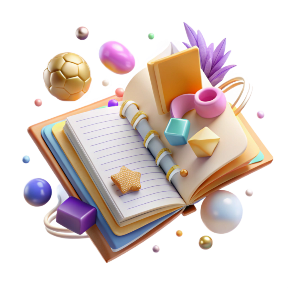 magnificent rustic Open Diary with Handwritten Entries Cutout Element png