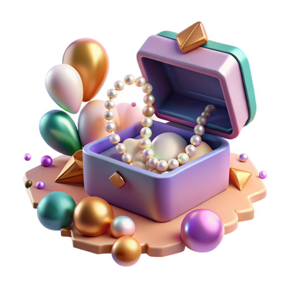elegant traditional Open Jewelry Box Pearl Necklace Transparent Background original png