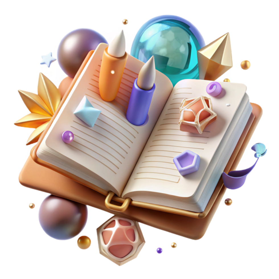 impressive traditional Open Diary with Handwritten Entries Cutout Element premium png