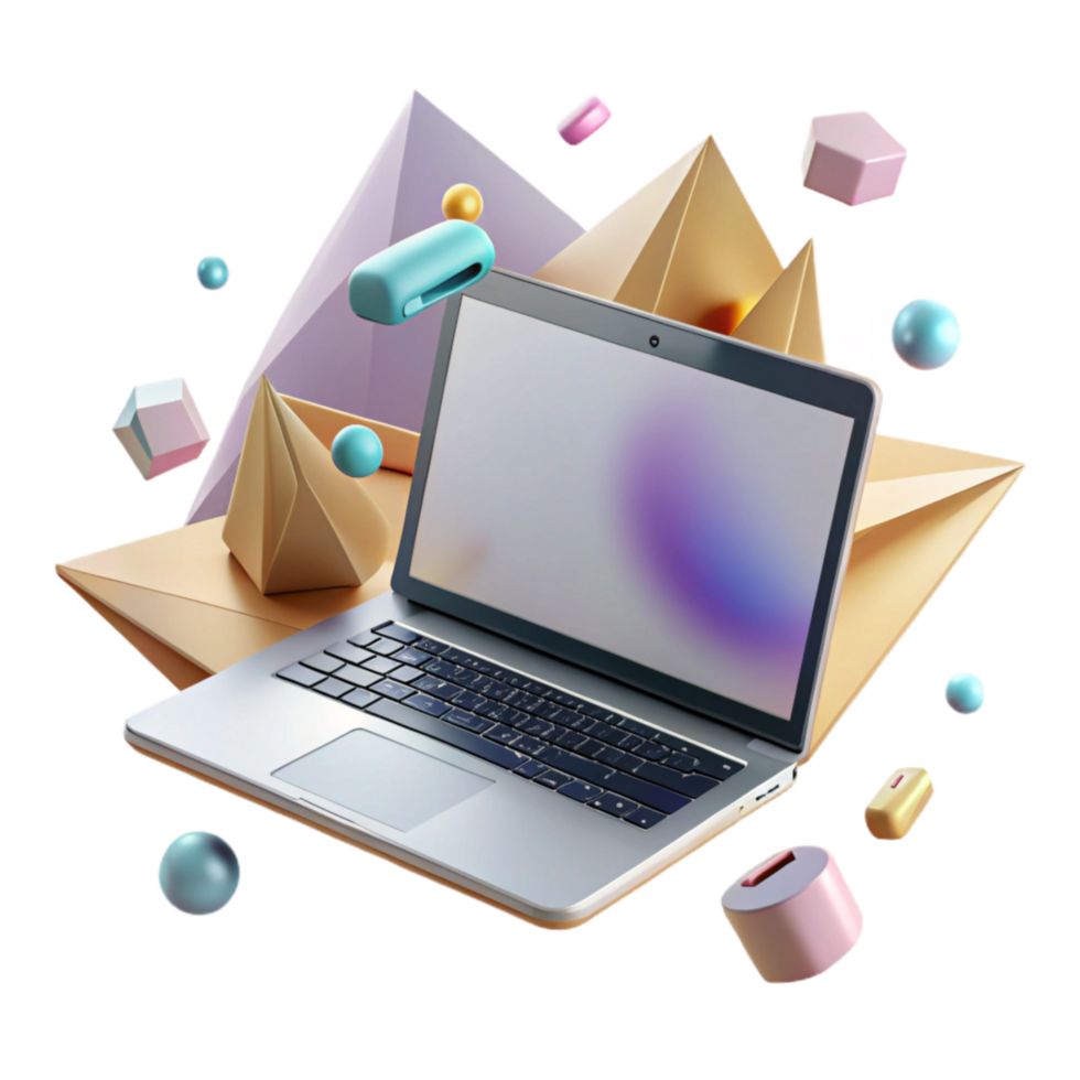 magnificent rustic Open Laptop with Blank Screen Isolated exclusive png