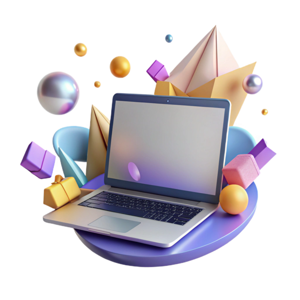 serene rustic Open Laptop with Blank Screen Isolated genuine png