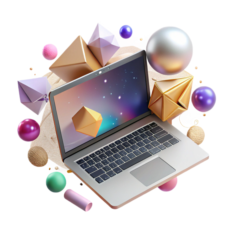 wonderful vintage Open Laptop Top View Cutout Transparent Background detailed png