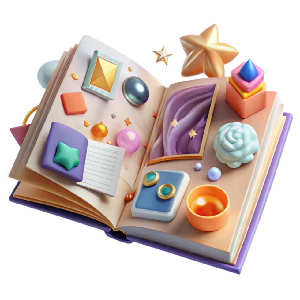 extraordinary modern Open Scrapbook with Photos and Memorabilia Cutout high resolution png
