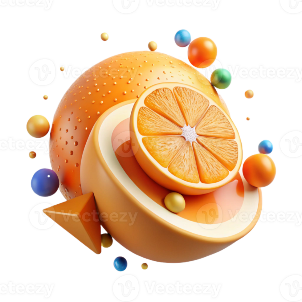serene creative Orange Slice Cutout with Juicy Pulp png